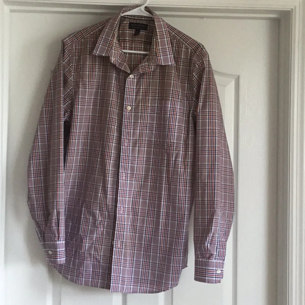Banana Republic Plaid Non Iron Button Down Shirt Men’s Size L Slim Fit